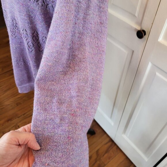 Purple/Silver Fine Gauge Sweater Pointelle Alfred Dunner 3X Glam Coquette Fairy - Picture 5 of 6